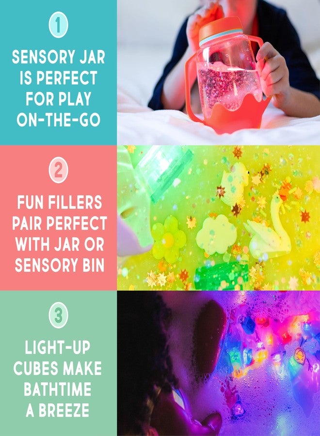 Glo Pals Play Pack Bundle with Sensory Play Jar, Water-Activated Light-Up Cubes, and Fun Fillers - Sensory Toys for Toddlers - Sensory Toy Kit with Light Up Cubes for Bathtub - Barnyard Blast - Image 2